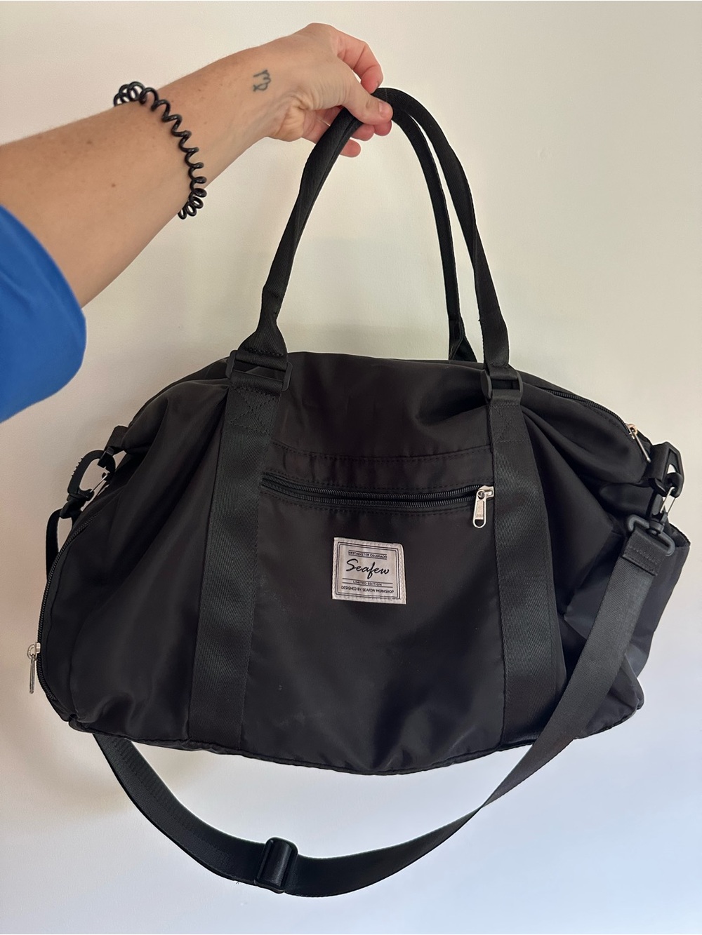 Black Duffel Bag with Shoulder Strap